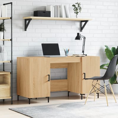 vidaXL - Bureau - 140x50x75 - cm - bewerkt - hout - sonoma - eikenkleurig