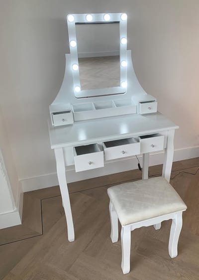 Make Up Tafel Met Spiegel en Verlichting - Wit