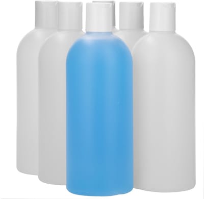 6 x 500 ml ronde fles HDPE naturel + Disc-Top wit - BPA Vrij - Niet Breekbaar - Plastic Flesjes Navulbaar - Met Dop - Lege Flessen - 6 stuks