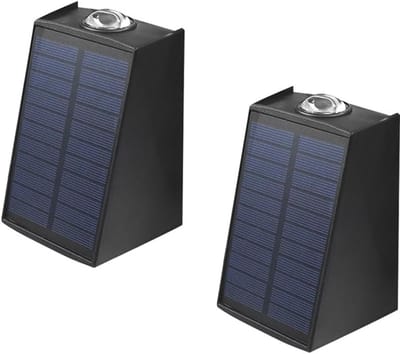 2-delige waterdichte LED-buitenverlichting op zonne-energie, zwart warm wit licht, tuinverlichting voor buiten