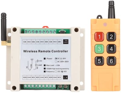 Draadloze Afstandsbediening Schakelaar 6CH 433MHz tot 2000M voor Elektrische Deuren en Ramen