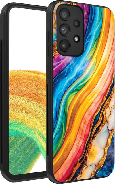 Smartphonica Telefoonhoesje Geschikt voor Samsung Galaxy A33 5G met Regenboog Goud Marmer Opdruk - TPU Backcover Case Rainbow Gold Marble Design geschikt voor Samsung Galaxy A33 5G