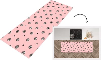 Keukenloper - Loper keuken - Meisje - Ogen - Roze - Patronen - 150x50 cm - Keukenloper vinyl