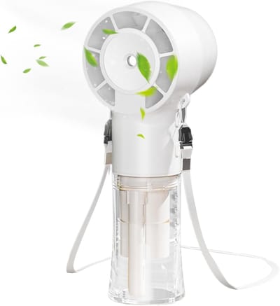 Ventilator - Fan - Handventilator - Reisfan - Personal Neck Fan - Oplaadbare Mistventilator - 1200 mAh Draagbare Luchtkoeler - Herbruikbare Handheld Ventilator voor Thuis, Studio, School