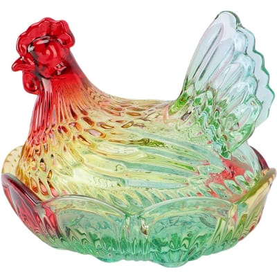 Kippen Snoep Glazen Pot met Deksel Decoratieve Vintage Snoepschaal voor Huis Keuken Eettafel L