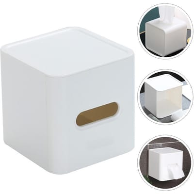 Vierkante Gezichtsdoekjes Dispenser Toiletpapier Etui Doos Tissue Kubusdozen Woonkamer Wit Plastic