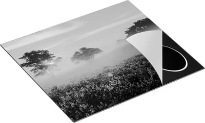 Chefcare Inductie Beschermer Weide in de Veluwe bij Zonsondergang - Zwart Wit - 60x50 cm - Afdekplaat Inductie - Kookplaat Beschermer - Inductie Mat