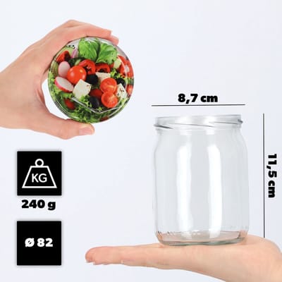 KADAX Jam potten 540 ml, inmaakpotten met schroefdeksel, glazen met schroefsluiting, inmaakpotten, voorraadpotten voor het inleggen van komkommers (8 stuks, vege)