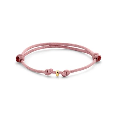 14K Goud Met Rubber/Nylon/Leer Armband Satijn Zacht Roze 13 - 26 Cm 4700316