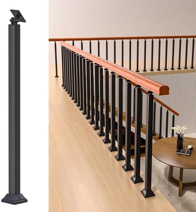 Vierkante leuningpaal - Trapbaluster kolom - Trappenhuis veiligheid - 270 graden verstelbaar - 76 tot 91 cm - Zwart