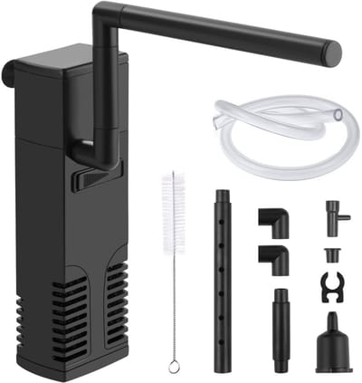 TOVBMUP 4W Aquarium pomp - Intern Aquariumfilter - Verstelbaar Intern Aquariumfilter - Met Kleine Borstel - 300L/H Waterpomp - Flow Aquariumfilter met Waterpomp voor 60L Aquarium