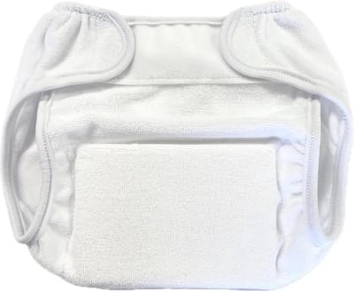 Luierbroekje met inzetstuk - Stoffen luierbroekje - Baby verschonen - Met spreidinzetstuk - Maat 3 (7-9 kg) - Wit