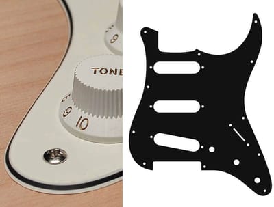 Boston ST-313-VW pickguard, Stallion, standard, SSS, 3 pot holes, 3-5 switch, 3 ply, vintage white