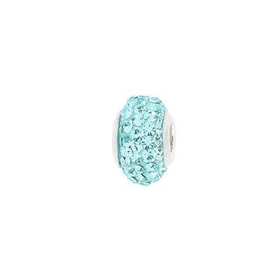 Blinx Jewels Zilveren Hanger Lichtblauwe Bol Steentjes Strass