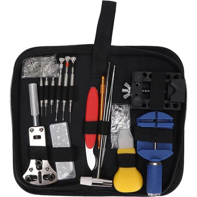 Kit de réparation de montres Outil de retrait de bracelet de montre Outil à barrette à ressort Ouvre-boîtier arrière réglable Outil de réparation de montres black