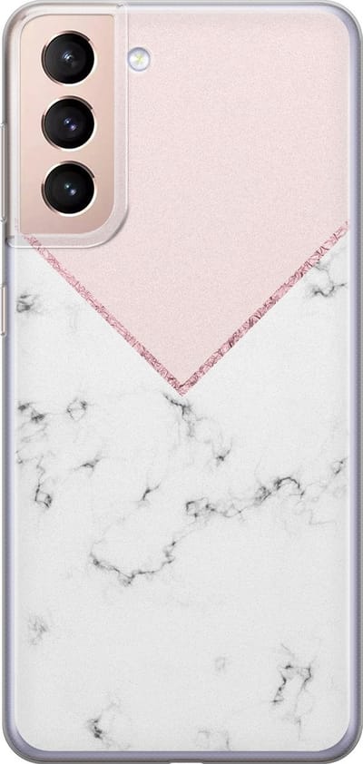 Leuke Telefoonhoesjes - Hoesje geschikt voor Samsung Galaxy S21 Plus - Marmer roze grijs - Soft case - TPU - Marmer - Roze
