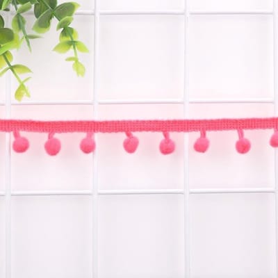 Knutselpomponband van 1,9 cm breed, decoratieve franjeboord voor kleding, gordijnen en sjaals, fluorescerend en ideaal voor DIY-projecten