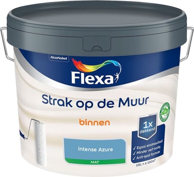 Flexa - Strak Op De Muur Binnen Mat - Intense Azure - Mengverf - 10 L