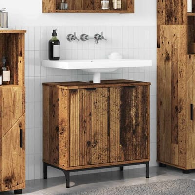 vidaXL - Wastafel - kabinet - voor - de - badkamer - Oud - Hout - 60,5 - x - 33,5 - x - 61 - cm