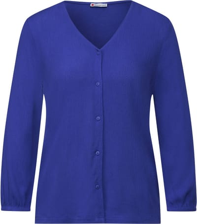 Street One LTD QR mat-mix shirt with button - Dames T-shirt - intense royal blue - Maat 40