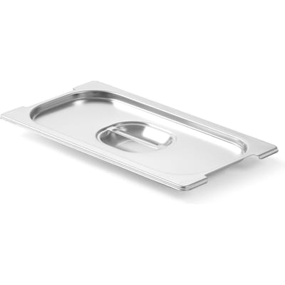 HENDI GN deksel 1/3 - roestvast staal 18/10 - handgreepuitsparing - 325x176 mm - zilvergrijs - voor GN containers - stapelbaar en vaatwasmachinebestendig