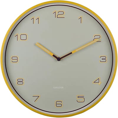 Karlsson Wandklok Lined Numbers - Geel - Ø40cm - Wandklok Scandinavisch