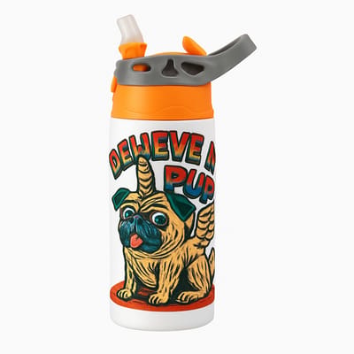 Zachte Pastel 'il_1140xN.4680380511_m9e1' Drinkfles – Sfeervolle Waterfles voor Pastel Liefhebbers - Waterfles voor kinderen (wit/oranje)