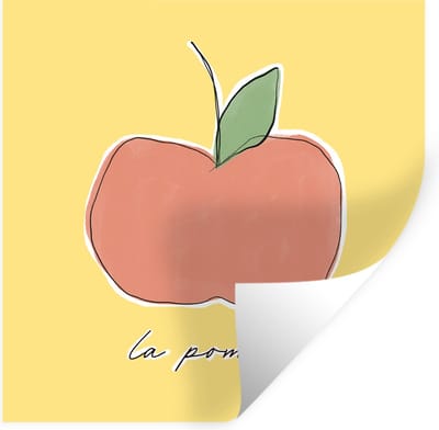 Muurstickers - Sticker Folie - Appel - Fruit - Tekst - 100x100 cm - Plakfolie - Muurstickers Kinderkamer - Zelfklevend Behang XXL - Zelfklevend behangpapier - Stickerfolie