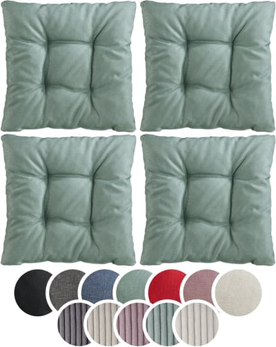 sleepling stoelkussen, 38 x 38 cm, set van 4, zachte bekledingsstof, zitkussen in turquoise