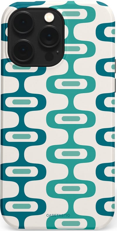 Casetastic hoesje geschikt voor Apple iPhone 14 Pro Max - MagSafe - Dubbellaagse bescherming - Vormen vibe - Fashion Case - Wit Petrol Lichtgrijs Mintgroen