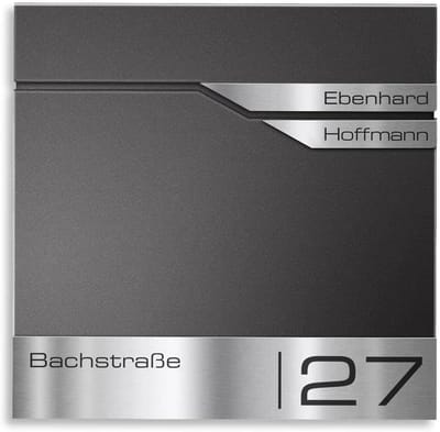 Brievenbus voor twee - Dubbele brievenbus - Post ontvangen - Gepersonaliseerde gravure - 37x37x10.5 cm - Eisenglimmer
