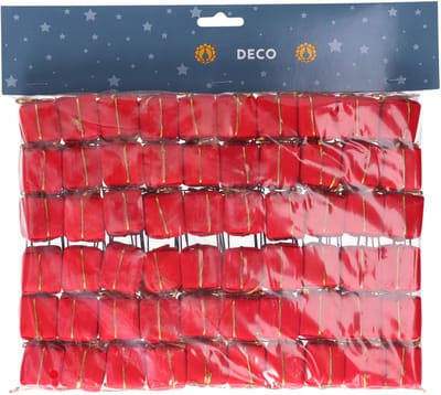Othmar Decorations Mini cadeautjes op stekers - 60x - rood - 2,5 x 2,5 cm - kerststukje decoratie instekers