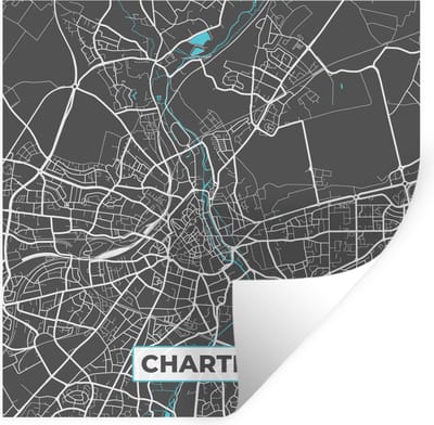 Muurstickers - Sticker Folie - Chartres - Frankrijk - Plattegrond - Kaart - Stadskaart - 100x100 cm - Plakfolie - Muurstickers Kinderkamer - Zelfklevend Behang XXL - Zelfklevend behangpapier - Stickerfolie