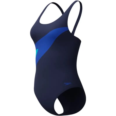 Speedo Hyperboom Butterfly Back Dames Sportbadpak - Kleurvast Badpak Dames - Chloorbestendig Zwempak Dames - Sportbadpak Dames met Vlinderrug - Marine/Navy - 36