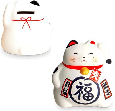 Gelukspoppetjes - Spaarpot - Witte Kat - Japanse Maneki Neko - Geluksbrenger - Voor Kinderen en Volwassenen