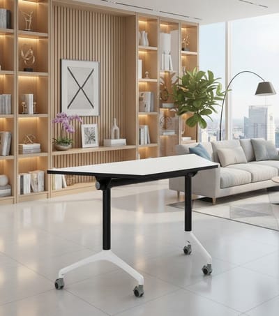 ModuFlex Pro Opvouwbare Trapezium Vergadertafel met Wielen 119x60x75 cm – Flip-Top Conferentietafel & Trainingsbureau Modulair en Combinerbaar Casa Serena – Casa Dorada