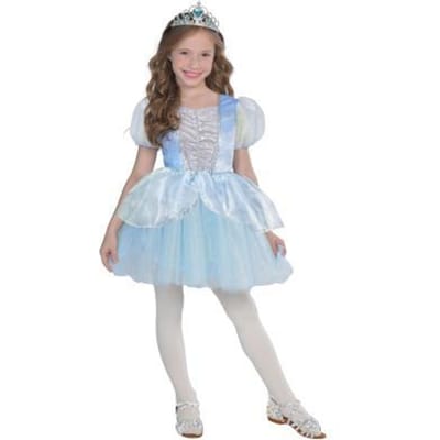 Magic Flip blauwe prinses 128-134cm Feestkleding Opmaken en sieraden