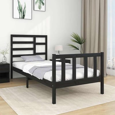 vidaXL - Bedframe - massief - hout - zwart - 75x190 - cm
