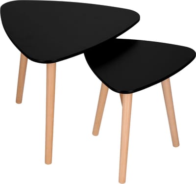 Springos Salontafel - 2 Stuks - Scandinavische Stijl - Woonkamer - Eetkamer - Driehoekig - Zwart