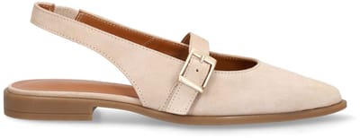 No Stress - Dames - Beige suède slingbacks - Maat 36