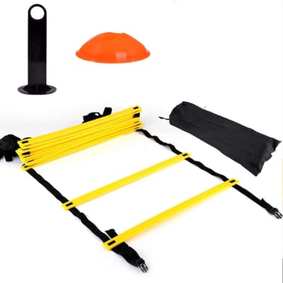 Trainingsladder Kit - Agility Ladder - Sport Training - Verstelbare Sporten - 42 x 4 cm - Geel