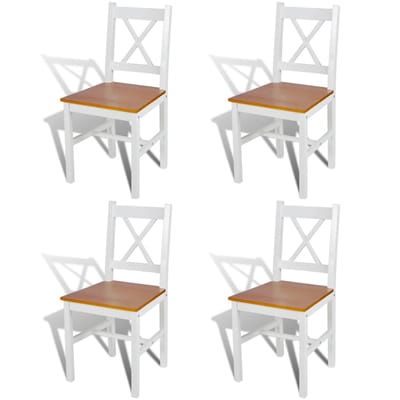 vidaXL - Eetkamerstoelen - 4 - st - grenenhout - wit