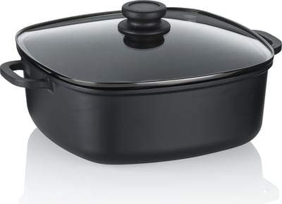 Braadpan, 6.0 L, met Deksel, Zwart, Non-stick, PFAS/PTFE vrij, Gegoten Aluminium - Kela | Atura