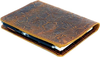 Leren hoes voor Moleskine Classic XL (7.5" x 9.7") - Duurzame notitieboek cover, reisdagboek, herbruikbaar schrijfnotitieboek in bruine bloemenprint