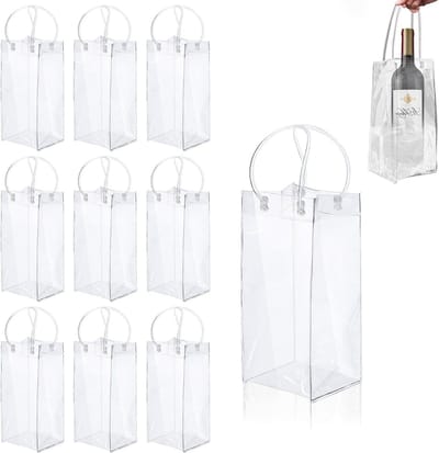 Set van 10 Transparante Flessenkoelers - Ideaal voor Bier, Champagne en Wijn - Draagbare Koeltas met Handvat voor Buitengebruik