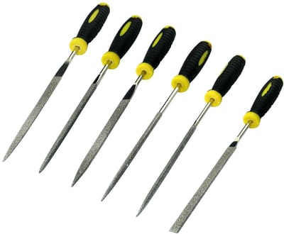 Set van 6 Diamantvijlspecialisten 150 mm – Driehoekig, Plat, Rond, Halfrond, Vierkant – Bi-materiaal Handvat – voor Metaal, Hout, Kunststof