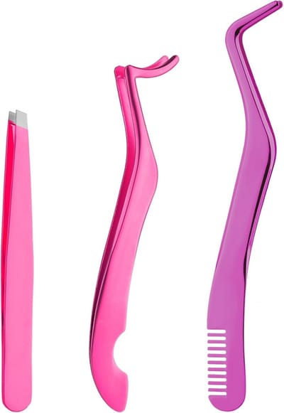 Solidchoice - Set van 3 Roestvrij Stalen Wimperpincetten voor Make-Up