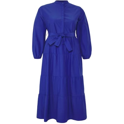 Marineblauwe, rechte maxi-jurken voor dames, casual/dagelijks, bescheiden model