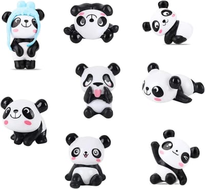 Allecta - Mini-figuren taartdecoratie panda dieren speelset verjaardagsdecoratie