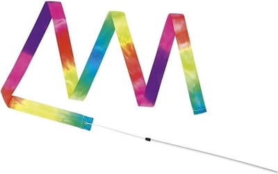 Danslint aan stok - regenboog kleuren - kunststof - 200 cm - gymnastiek lint